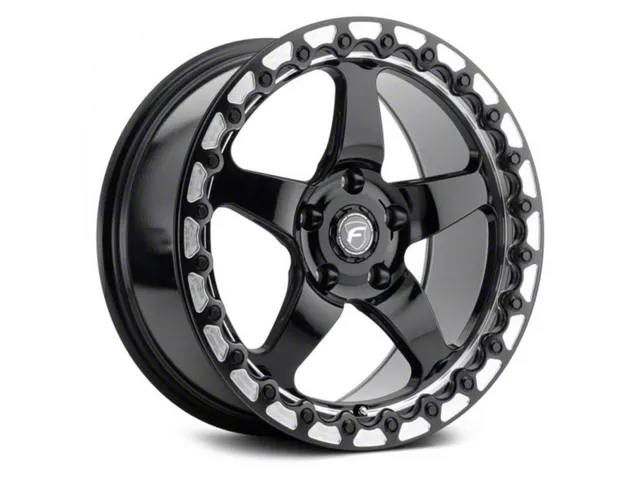 Forgestar D5 Beadlock Gloss Black Machined Wheel; Rear Only; 18x10.5 (97-04 Corvette C5)