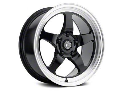 Forgestar D5 Drag Gloss Black Machined Wheel; Front Only; 17x5; -26mm Offset (05-13 Corvette C6)