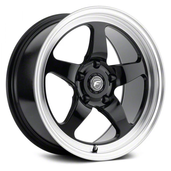 Forgestar Corvette D5 Drag Gloss Black Machined Wheel; Rear