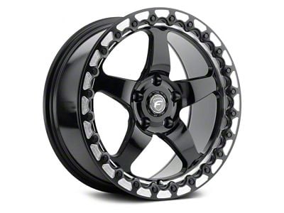 Forgestar D5 Beadlock Gloss Black Machined Wheel; Rear Only; 15x10 (15-23 Mustang GT w/o Performance Pack, EcoBoost, V6)