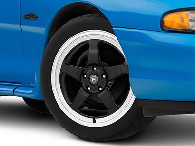 Forgestar D5 Drag Black Machined Wheel; Rear Only; 18x9 (94-98 Mustang)