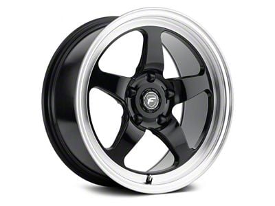Forgestar D5 Drag Gloss Black Machined Wheel; 18x9 (15-23 Mustang GT, EcoBoost, V6)
