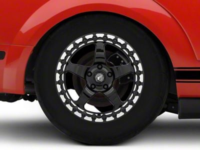 Forgestar D5 Beadlock Drag Black Machined Wheel; Rear Only; 17x10 (05-09 Mustang)