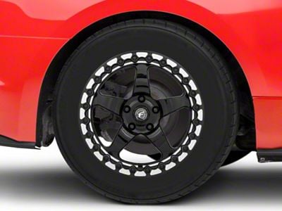 Forgestar D5 Beadlock Drag Black Machined Wheel; Rear Only; 17x10 (15-23 Mustang GT, EcoBoost, V6)