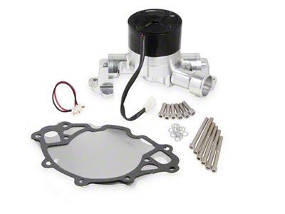 Frostbite Electic Water Pump with Block Off Plate; 35GPM; Polished (79-95 5.0L Mustang)