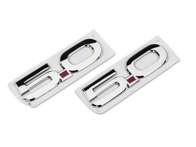 Ford Performance Coyote Style 5.0 Fender Emblems; Chrome (15-23 Mustang GT)