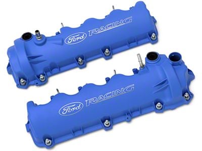 Ford Performance Laser Etched Valve Covers; Blue (05-10 Mustang GT)