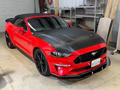 FS Performance Engineering Front Splitter V1 with Splitter Rods; Semi-Gloss Black (18-23 Mustang GT w/o Performance Pack, EcoBoost)