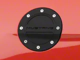 Drake Muscle Cars Competition Series Fuel Door with Mustang Logo; Black (15-23 Mustang)