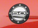 Competition Series Fuel Door with 5.0 Logo; Black and Silver (15-23 Mustang)