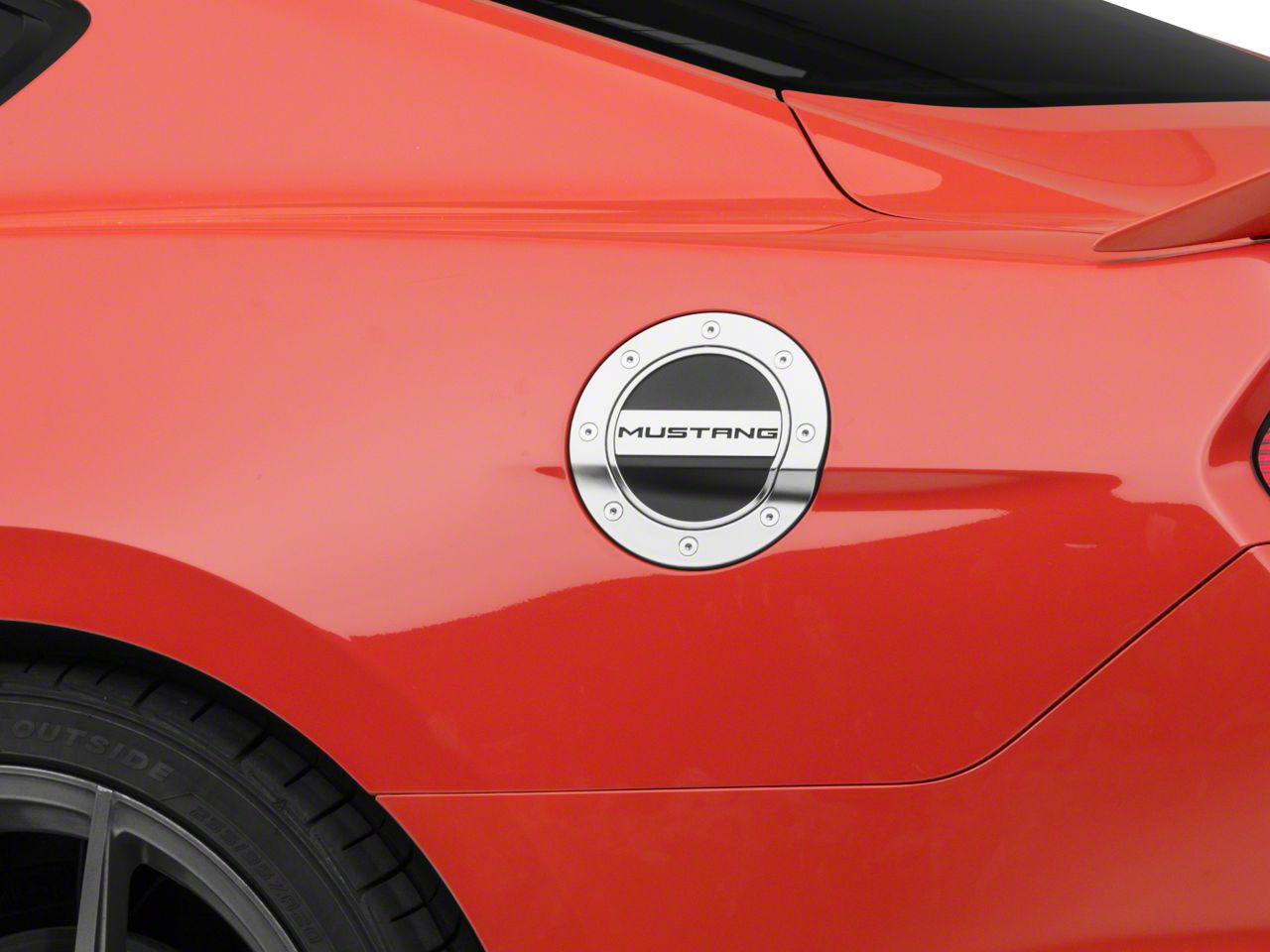 Mustang Competition Series Fuel Door with Mustang Logo; Silver and