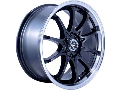 G-Line Alloys G1018 Gloss Black Machined Wheel; 18x8.5 (2024 Mustang EcoBoost w/o Performance Pack)