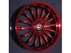 G-Line Alloys G601 Gloss Black with Red Face Wheel; 18x7 (21-24 Mustang Mach-E, Excluding GT)