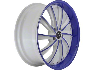 G-Line Alloys G0016 White with Blue Wheel; 20x8.5 (15-23 Mustang GT, EcoBoost, V6)