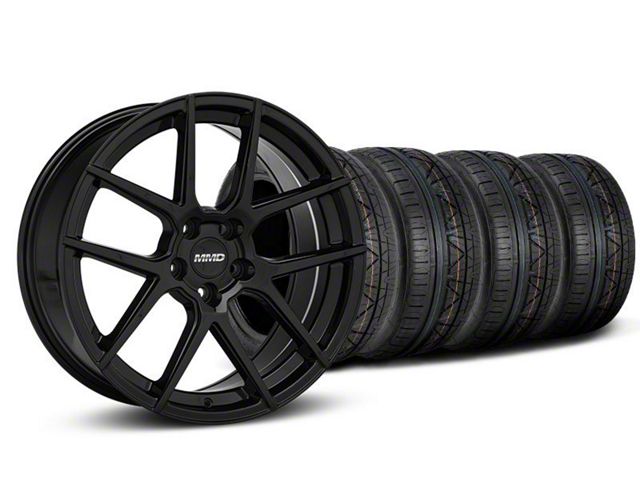 MMD Zeven Black Wheel and NITTO INVO Tire Kit; 19x8.5 (05-14 Mustang)