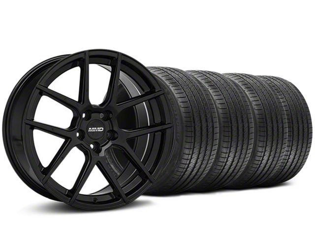 Staggered MMD Zeven Black Wheel and Sumitomo Maximum Performance HTR Z5 Tire Kit; 20x8.5/10 (05-14 Mustang)