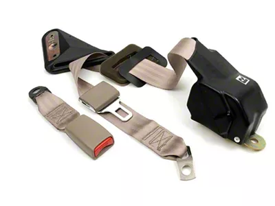 GM Seat Belt; Beige; Rear Passenger Side (98-02 Camaro Coupe)