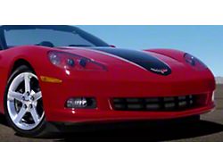 Hood Racing Stripe Decal; Silver with Red Accent (05-13 Corvette C6 Coupe)