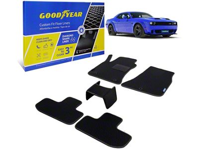 Goodyear Car Accessories Custom Fit Front and Rear Floor Liners; Black (15-23 Challenger, Excluding AWD)