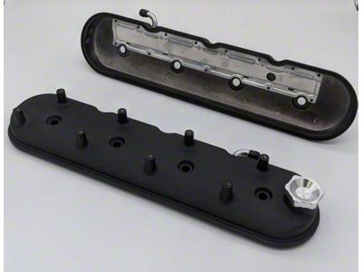 Granatelli Motor Sports Stock/Standard Valve Covers; Black Wrinkle (09-13 Corvette C6)