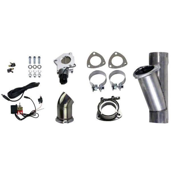 Granatelli Motor Sports Electronic Exhaust Cutout Single System; 2.50-Inch Aluminized Steel (Universal; Some Adaptation May Be Required)