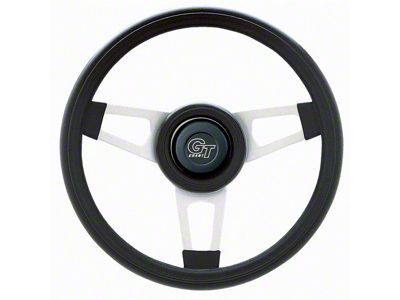 Challenger Steering Wheel; 13-3/4-Inch; Black and Silver (Universal; Some Adaptation May Be Required)