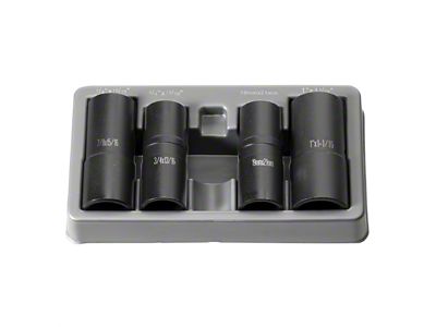 Grey Pnuematic 1/2-Inch Drive Deep Length Flip Impact Socket Set; 6-Point; 4-Piece