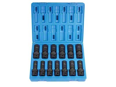 Grey Pnuematic 1/2-Inch Drive Deep Length Metric Universal Impact Socket Set; 6-Point; 13-Piece
