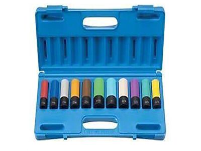 Grey Pnuematic 1/2-Inch Drive Deep Length Protector Metric/SAE Impact Socket Set; 6-Point; 11-Piece