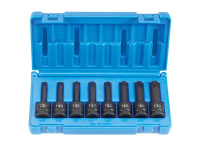 Grey Pnuematic 1/2-Inch Drive Internal Star Standard Length Impact Driver Socket Set; 8-Piece