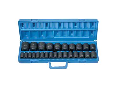 Grey Pnuematic 1/2-Inch Drive Standard Length Metric Impact Socket Set; 6-Point; 26-Piece