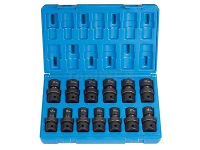 Grey Pnuematic 1/2-Inch Drive Standard Length Metric Universal Impact Socket Set; 12-Point; 13-Piece