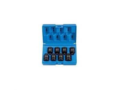 Grey Pnuematic 1/2-Inch Drive Standard Length Pipe Plug Impact Socket Set; 8-Piece