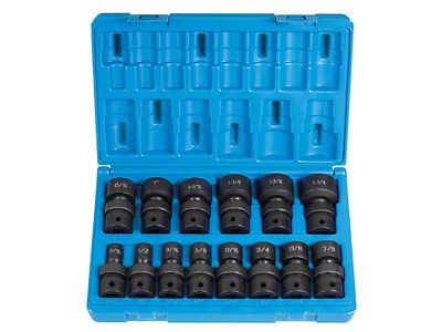 Grey Pnuematic 1/2-Inch Drive Standard Length SAE Universal Impact Socket Set; 12-Point; 14-Piece