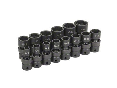 Grey Pnuematic 1/2-Inch Drive Standard Length SAE Universal Impact Socket Set; 6-Point; 14-Piece