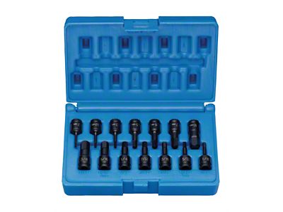 Grey Pnuematic 1/4-Inch Drive Standard Length Set Hex Driver Metric/SAE Impact Socket Set; 14-Piece