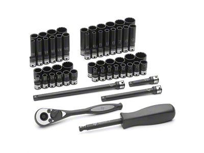 Grey Pnuematic 1/4-Inch Drive Standard and Deep Length Metric/SAE Impact Duo-Socket Set; 12-Point; 53-Piece