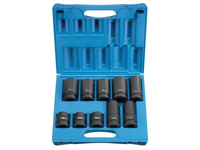 Grey Pnuematic 1-Inch Drive Standard and Deep Length Metric/SAE Impact Socket Set; 6-Point; 10-Piece