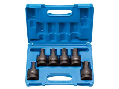 Grey Pnuematic 1-Inch Drive Standard Length Metric Hex Driver Impact Socket Set; 6-Piece