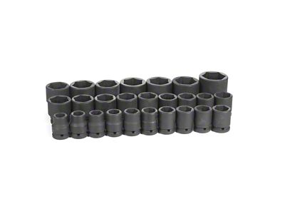 Grey Pnuematic 3/4-Inch Drive Standard Length Metric Impact Socket Set; 6-Point; 26-Piece
