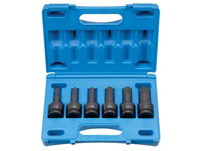 Grey Pnuematic 3/4-Inch Drive Standard Length SAE Hex Driver Impact Set; 6-Piece