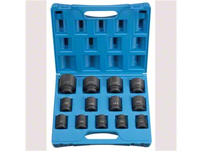 Grey Pnuematic 3/4-Inch Drive Standard Length SAE Impact Socket Set; 12-Point; 13-Piece