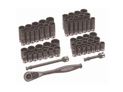 Grey Pnuematic 3/8-Inch Drive Standard and Deep Length Metric/SAE Duo-Socket Set; 12-Point; 59-Piece