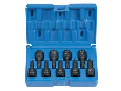 Grey Pnuematic 3/8-Inch Drive Standard Length Internal Star Impact Socket Set; 9-Piece