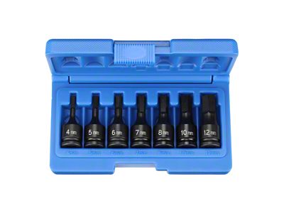 Grey Pnuematic 3/8-Inch Drive Standard Length Metric Hex Driver Impact Socket Set; 7-Piece