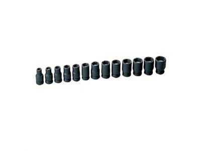 Grey Pnuematic 3/8-Inch Drive Standard Length Metric Magnetic Impact Socket Set; 6-Point; 13-Piece