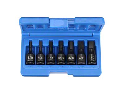 Grey Pnuematic 3/8-Inch Drive Standard Length SAE Impact Soket Set; 6-Point; 7-Piece