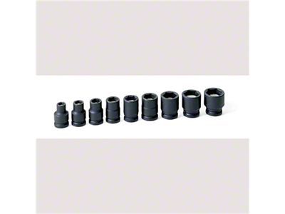 Grey Pnuematic 3/8-Inch Drive Standard Length SAE Magnetic Impact Socket Set; 6-Point; 9-Piece