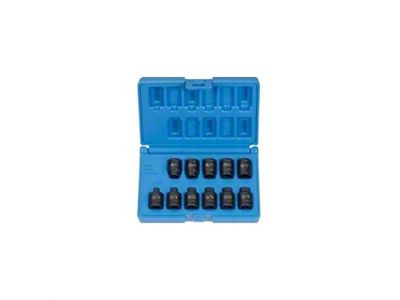 Grey Pnuematic 3/8-Inch Drive Standard Length SAE Pipe Plug Impact Socket Set; 11-Piece