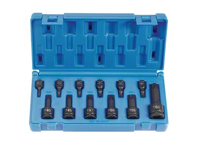 Grey Pnuematic Standard Length Drive Star Impact Socket Set; 12-Piece
